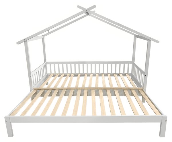 KONDELA Montessori posteľ s prístelkou, biela, 90x200, KESIO