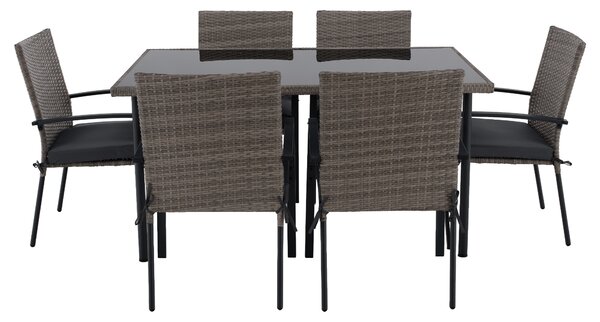 KONDELA Záhradný 7-dielny ratanový set, sivá, KEON