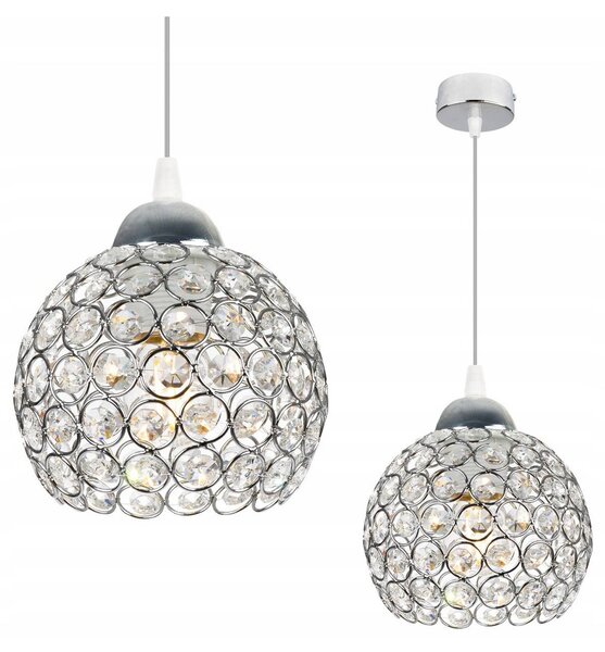 Závesné svietidlo Crystal, 1x strieborné krištáľové tienidlo, ch
