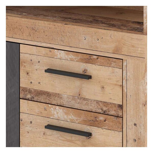 Komoda Leniza 120A, dub natural / grafit