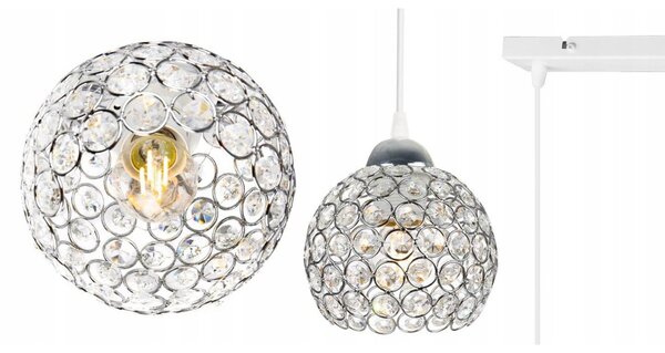 Závesné svietidlo Crystal, 2x strieborné krištáľové tienidlo, (chrómové uchytenie), w