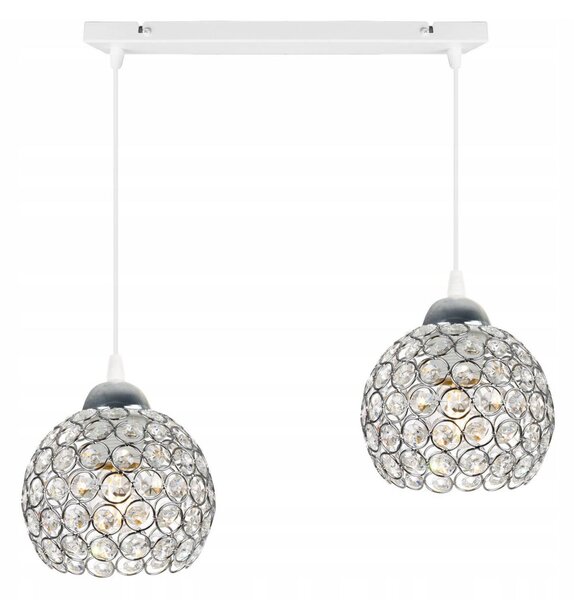 Závesné svietidlo Crystal, 2x strieborné krištáľové tienidlo, (chrómové uchytenie), w