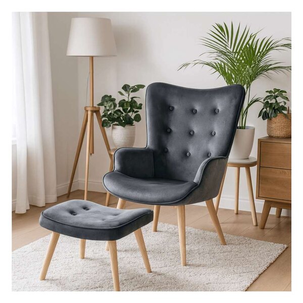 Kreslo Hatren Velvet, sivá
