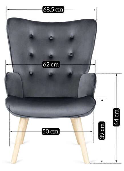 Kreslo Hatren Velvet, sivá