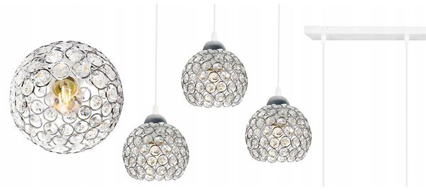 Závesné svietidlo Crystal, 4x strieborné krištáľové tienidlo, (chrómové uchytenie), w