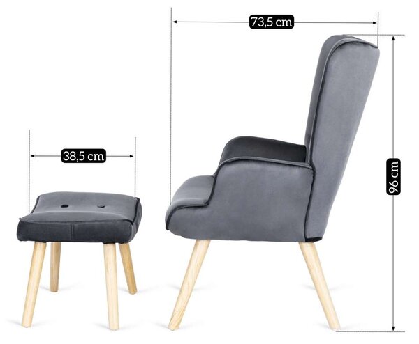 Kreslo Hatren Velvet, sivá