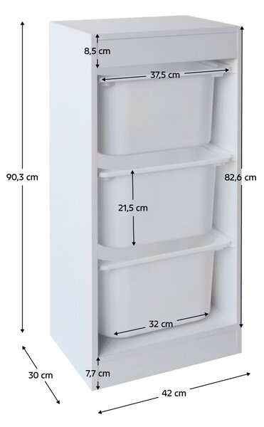 KONDELA Regál s úložnými boxami, biela, DUVAN