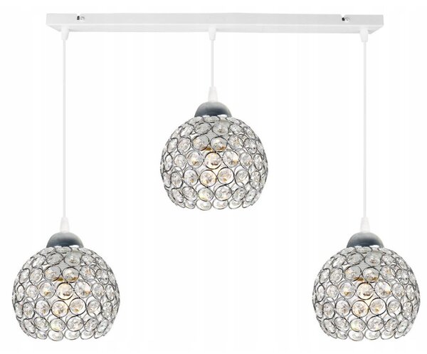 Závesné svietidlo Crystal, 3x strieborné krištáľové tienidlo, (chrómové uchytenie), w