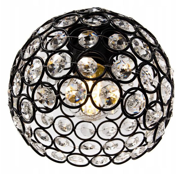 Stropné svietidlo Crystal, 1x čierne krištáľové tienidlo