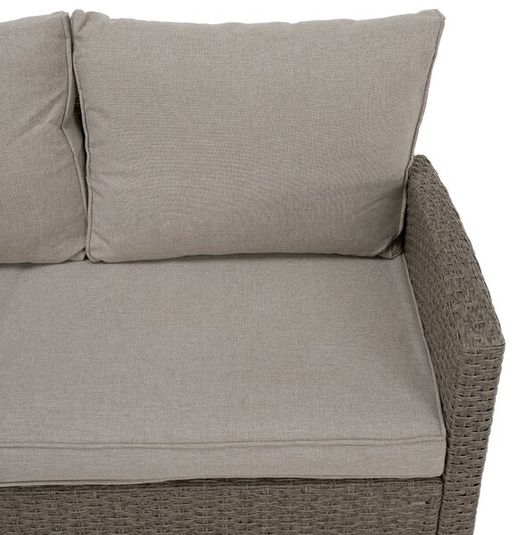 KONDELA Záhradný ratanový set, sivá/béžová, ADIN