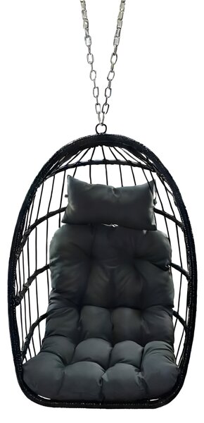 KONDELA Závesné kreslo, skladacie, čierna, NOBELO