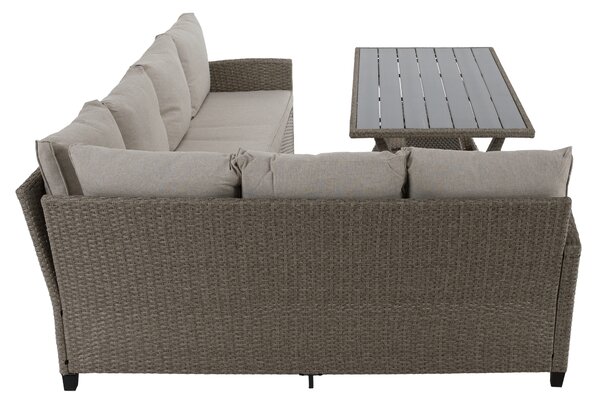 KONDELA Záhradný ratanový set, sivá/béžová, ADIN