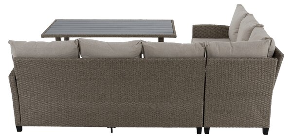 KONDELA Záhradný ratanový set, sivá/béžová, ADIN