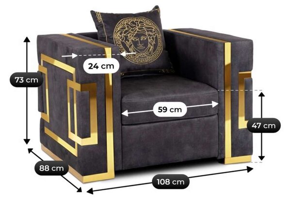 Kreslo Vilesa Velvet, čierna / zlatá