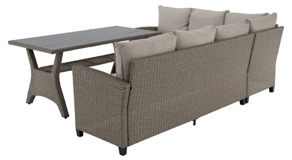 KONDELA Záhradný ratanový set, sivá/béžová, ADIN