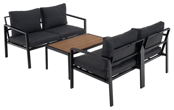KONDELA Zahradný set, čierna/sivá, BORIK