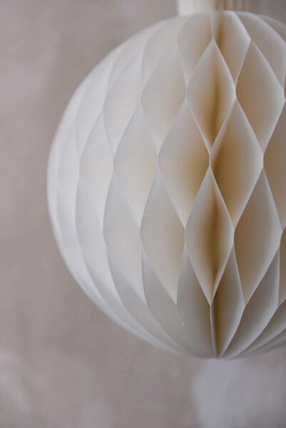 Vianočné gule zo skladacieho papiera PAPEL SPHERE, priemer 21 x výška 25 cm, biela