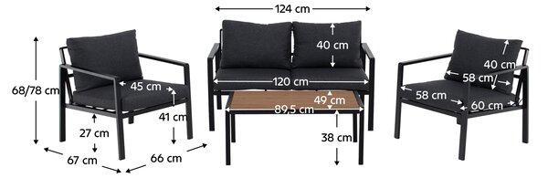 KONDELA Zahradný set, čierna/sivá, BORIK