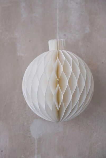 Vianočné gule zo skladacieho papiera PAPEL SPHERE, priemer 21 x výška 25 cm, biela