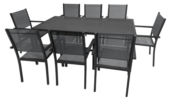 KONDELA Záhradný 9-dielny set, sivá/čierna, hliník, KESIOS