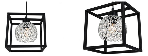 Závesné svietidlo Crystal Cage, 1x strieborné krištáľové tienidlo v kovovom ráme