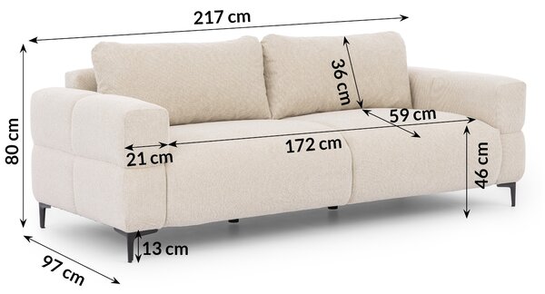 POHOVKA FLEUR 3 MIESTNÁ KRÉMOVÁ 217 cm