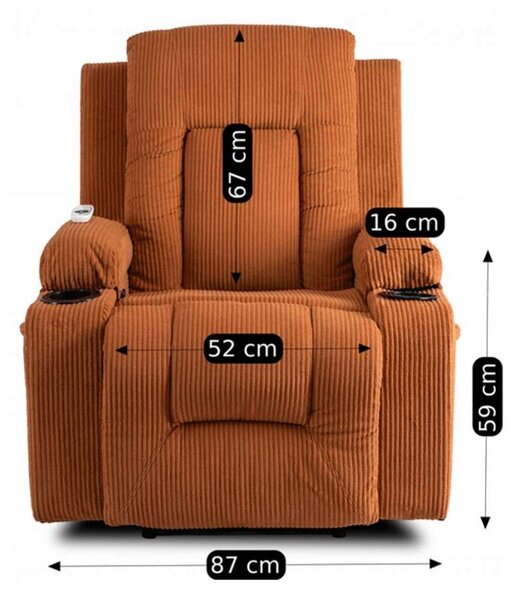 Masážne kreslo Limun 3, tehlová