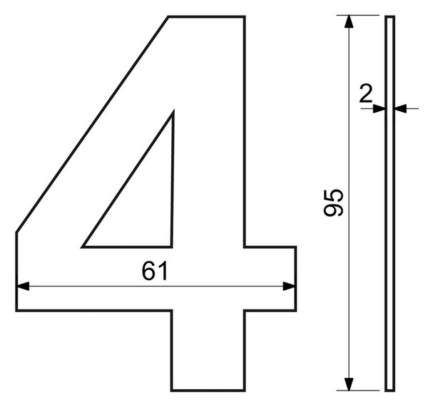 Domové číslo "4", RN.95L, nerez