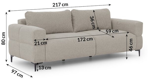 POHOVKA FLEUR 3 MIESTNÁ BÉŽOVÁ 217 cm
