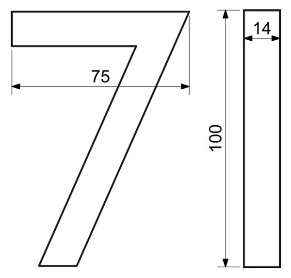 Domové číslo "7", RN.100LV, brúsené, strieborná