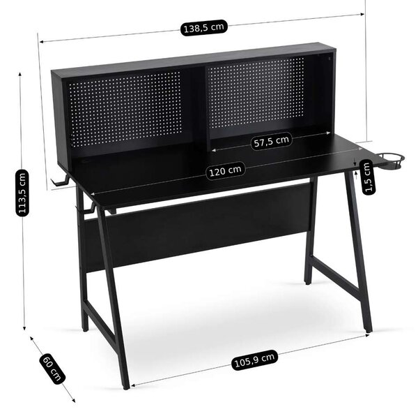 PC stôl Pikara, čierna
