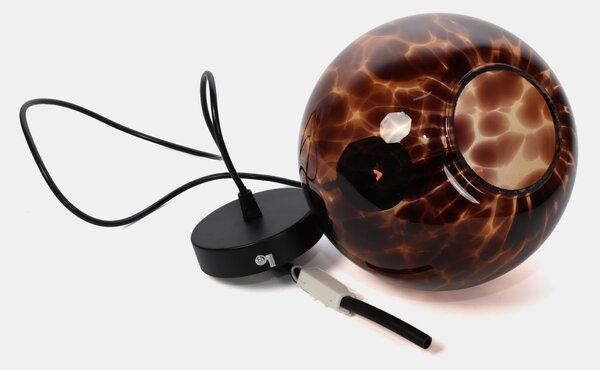 Sinsay - Retro závesná stropná lampa so skleneným tienidlom - tmavohnedá