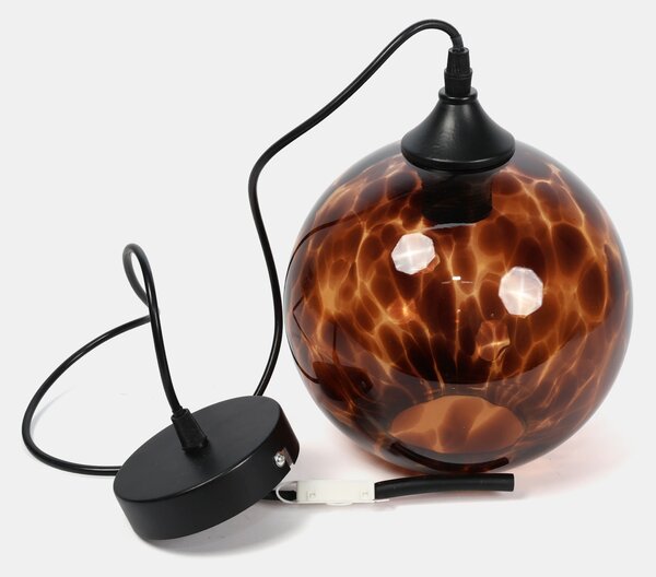 Sinsay - Retro závesná stropná lampa so skleneným tienidlom - tmavohnedá