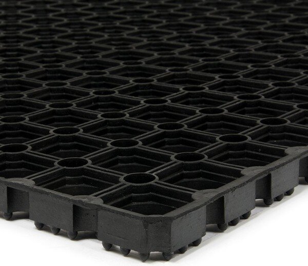 Gumová čistiaca rohož Honeycomb 100 x 150 x 2,2 cm, čierna