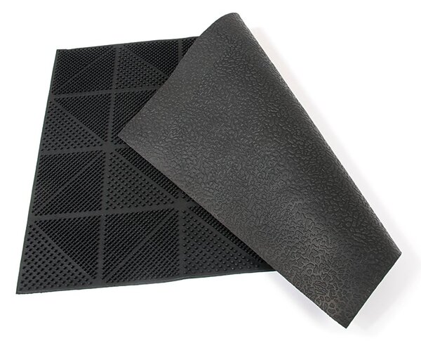 Gumová čistiaca rohož Triangles 40 x 60 x 0,7 cm, čierna