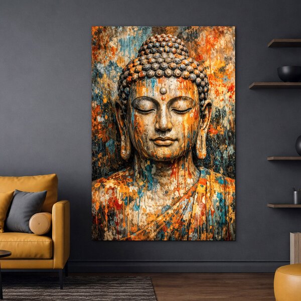 DUBLEZ | Drevený obraz na stenu - Buddha vo farbách | UV potlač, Premium
