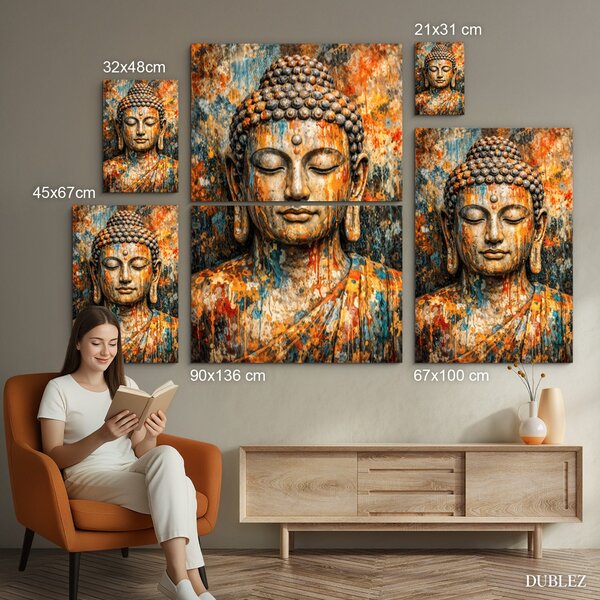 DUBLEZ | Drevený obraz na stenu - Buddha vo farbách | UV potlač, Premium
