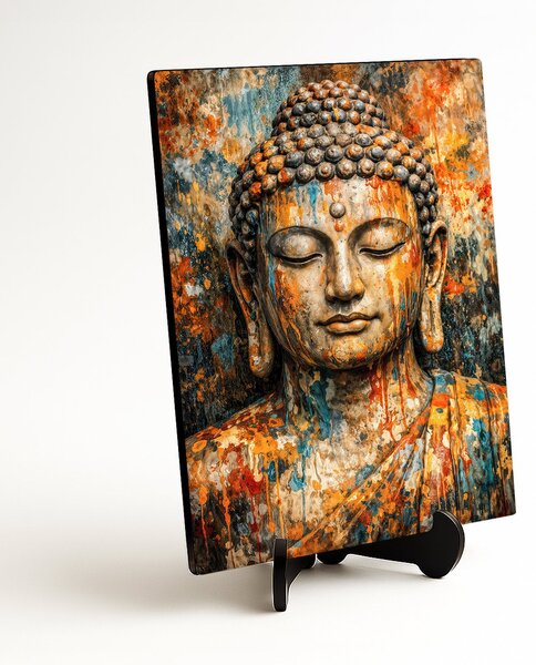 DUBLEZ | Drevený obraz na stenu - Buddha vo farbách | UV potlač, Premium