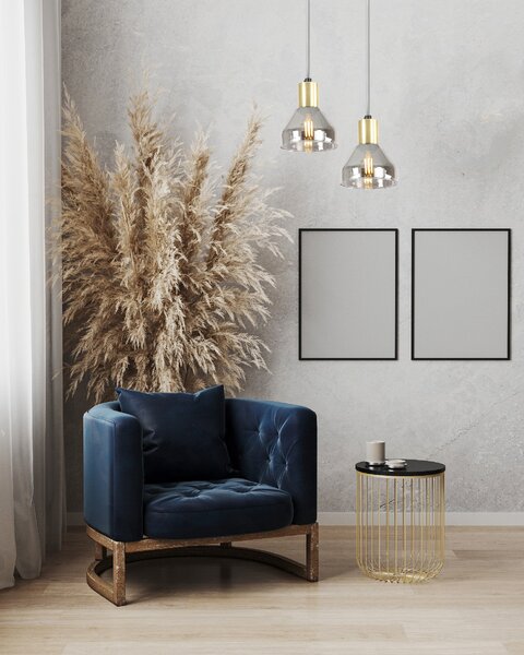 Čierno-zlatý závesný luster Gregory pre žiarovku E14 – LED lustre a svietidlá > Kolekcie svietidiel > Kolekcia svietidiel GREGORY