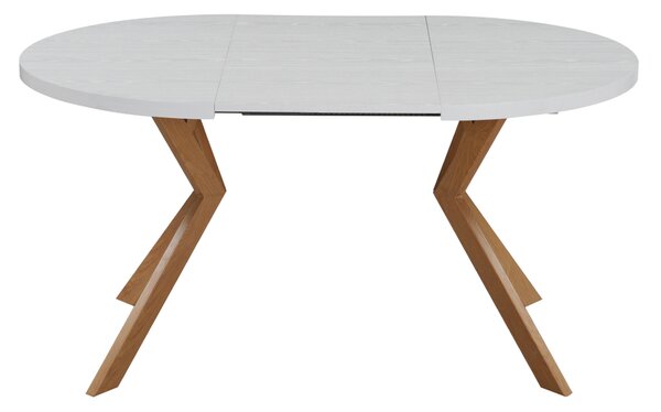KONDELA Jedálenský rozkladací stôl, biela/dub, 100-250x75,5 cm, LUKOS