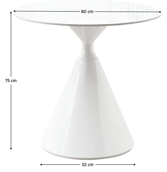 KONDELA Jedálenský stôl, svetlý mramor/biela, priemer 80 cm, VALER