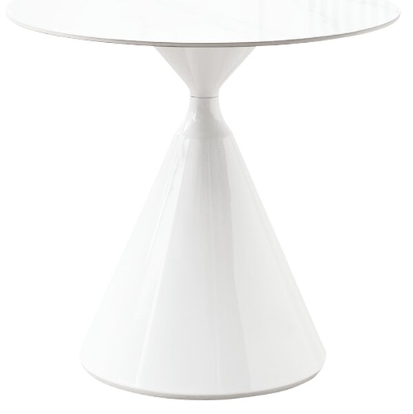KONDELA Jedálenský stôl, svetlý mramor/biela, priemer 80 cm, VALER