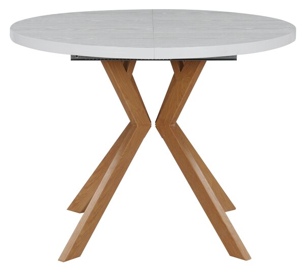 KONDELA Jedálenský rozkladací stôl, biela/dub, 100-250x75,5 cm, LUKOS