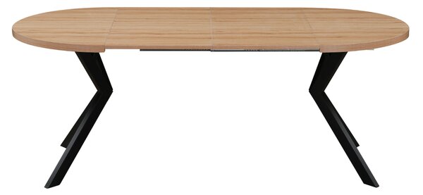 KONDELA Jedálenský rozkladací stôl, dub svetlý/čierna, 100-250x75,5 cm, LUKOS