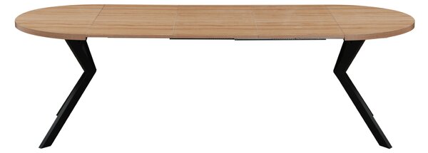 KONDELA Jedálenský rozkladací stôl, dub svetlý/čierna, 100-250x75,5 cm, LUKOS