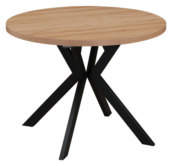 KONDELA Jedálenský rozkladací stôl, dub svetlý/čierna, 100-250x75,5 cm, LUKOS
