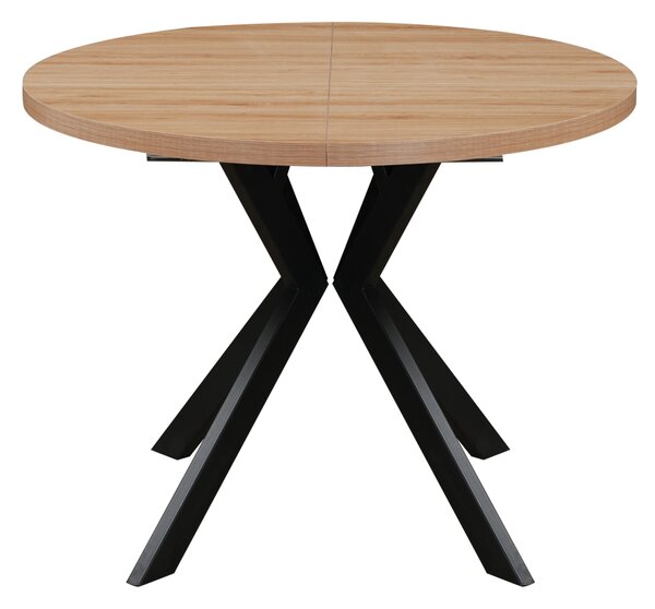 KONDELA Jedálenský rozkladací stôl, dub svetlý/čierna, 100-250x75,5 cm, LUKOS
