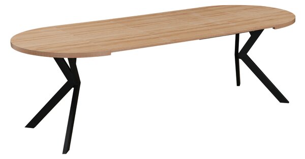 KONDELA Jedálenský rozkladací stôl, dub svetlý/čierna, 100-250x75,5 cm, LUKOS