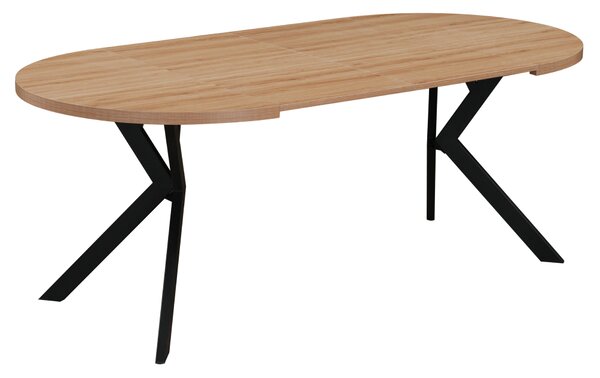 KONDELA Jedálenský rozkladací stôl, dub svetlý/čierna, 100-250x75,5 cm, LUKOS