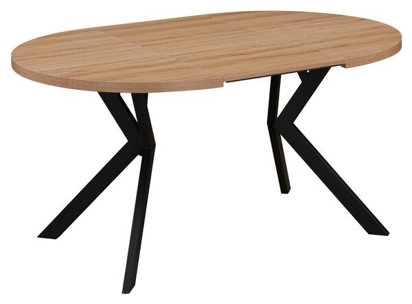 KONDELA Jedálenský rozkladací stôl, dub svetlý/čierna, 100-250x75,5 cm, LUKOS